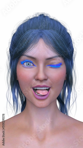 女性の顔アップ　3DCGレンダリング
