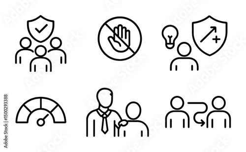 Business and management linear icons set – outline, corporate, efficiency symbols