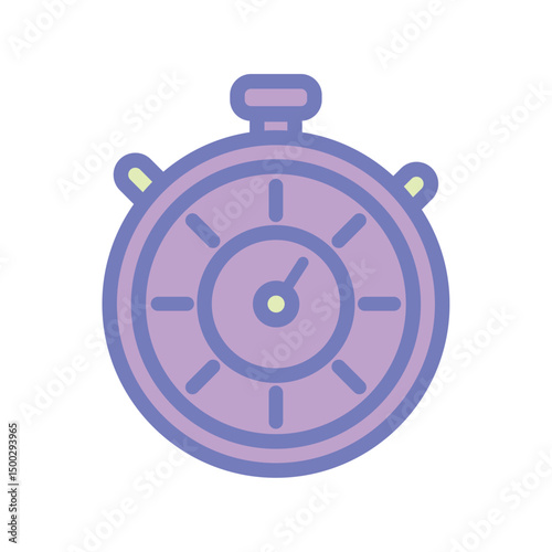 Purple stopwatch timer icon. Vector