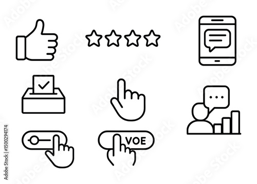 Voting and feedback icons set in line style – ratings, poll, survey symbols