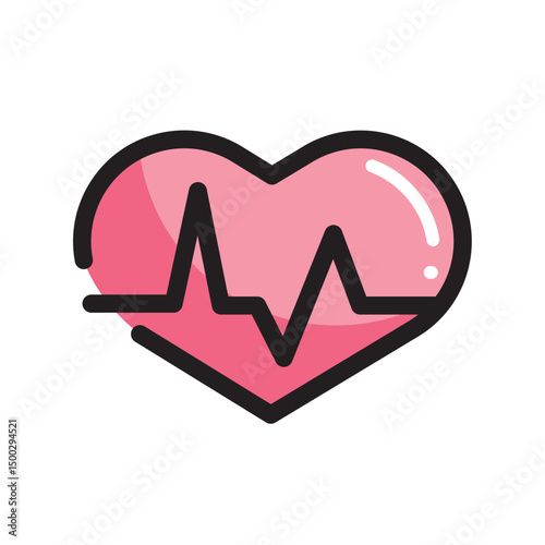 Heartbeat health icon shape. Vector