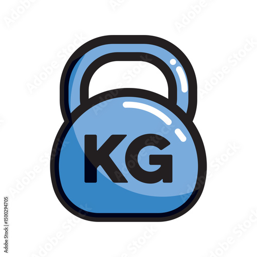 Blue kettlebell gym kg. Vector