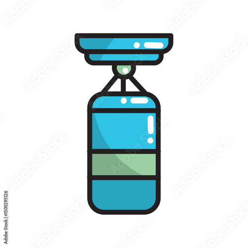 Blue boxing bag icon. Vector