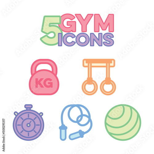 Minimal fitness icons set. Vector