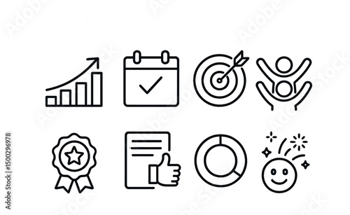 Business and productivity line icons set – outline, efficiency, workflow symbols