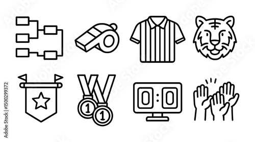 Sports and activities outline icons set – linear, silhouette, fitness symbols