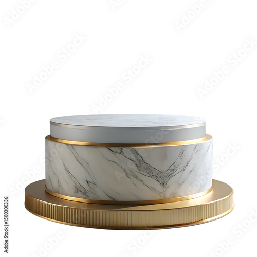 Elegant marble and gold round display stand pedestal