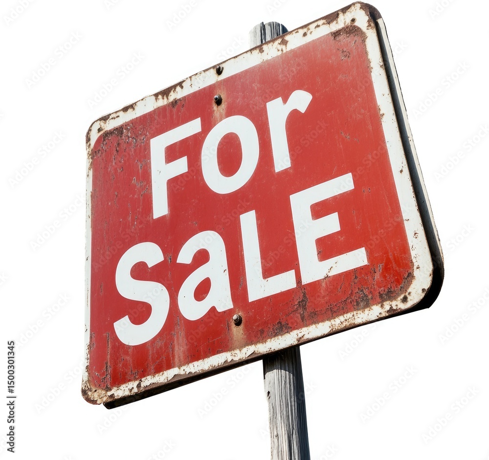 Obraz premium Rusty red sign reads