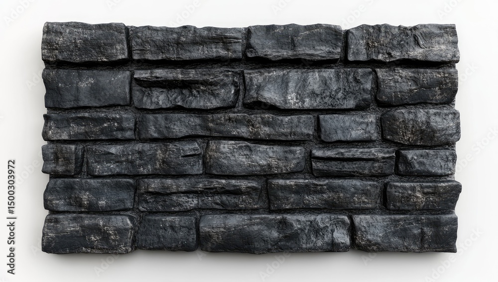 Obraz premium Dark gray stone panel, rectangular, with irregular, interlocking blocks