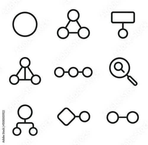 Knowledge Graph Icons. Outline icon set of knowledge graph elements: node, edge, property, ontology, RDF triple, SPARQL query,