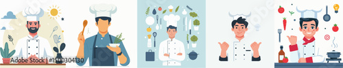 Vector of a male chef