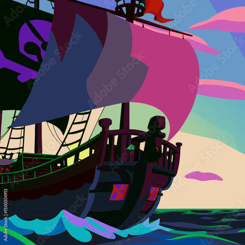 pirate ship in the sea