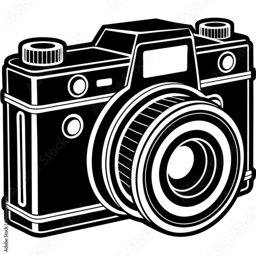 Camera vector icon. Photo line vector icon minimalistic flat design.