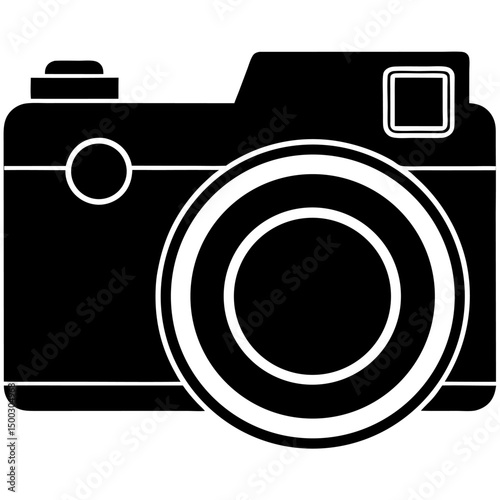Camera vector icon. Photo line vector icon minimalistic flat design.