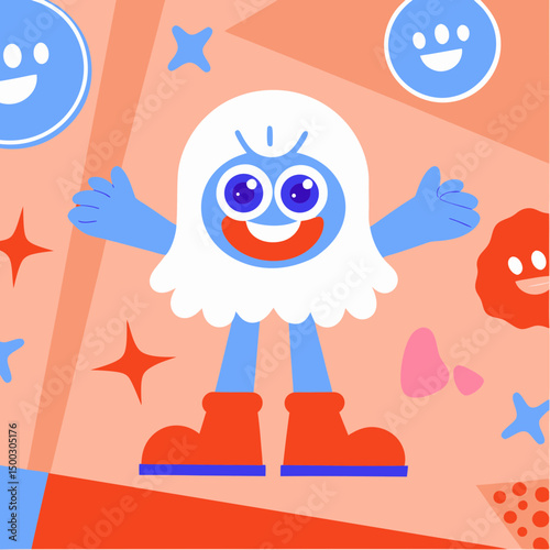 set of funny cartoon monsters