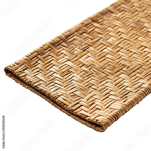 Contemporary Eco Straw Mat Featuring a Natural Wove Isolated on Transparent Background