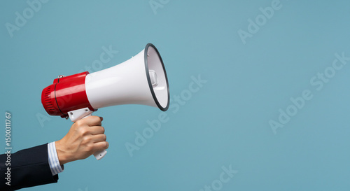 Announcing Change Loudly Hand with Megaphone Communication Public Speaker Important News Loud Voice