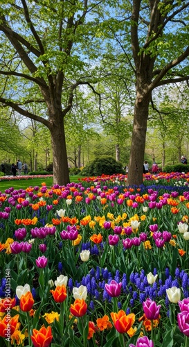 Wallpaper Mural Enchanting tulip garden beneath the trees blossoms in vibrant spring colors Torontodigital.ca