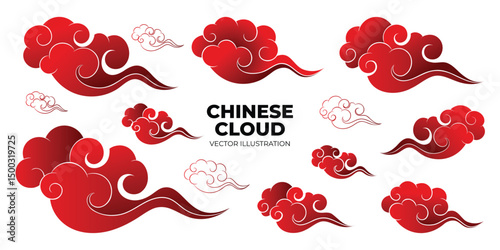 Chinese Cloud Element vector illustration with flat design