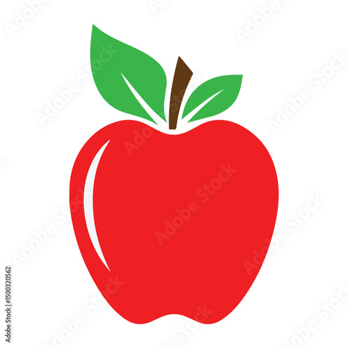 red apple with leaf, red apple vector illustration