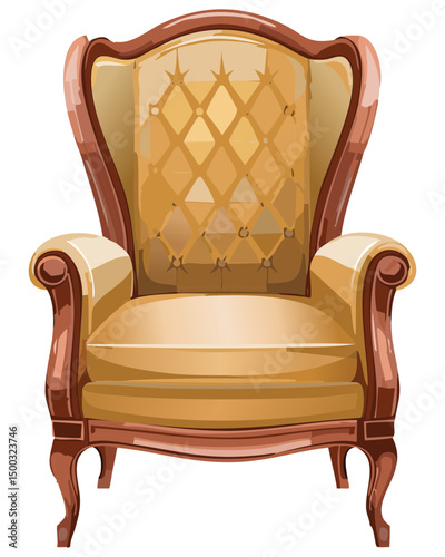 beige wingback armchair with tufting