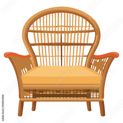 yellow orange wicker rocking chair