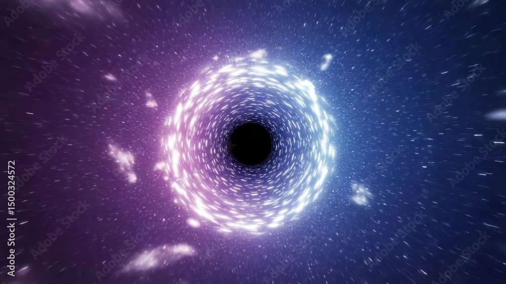 Abstract black hole in space with dynamic visuals and energy