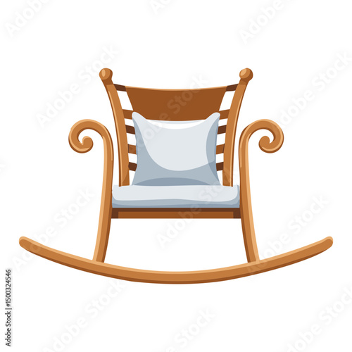 wooden rocking chair with light blue cushion