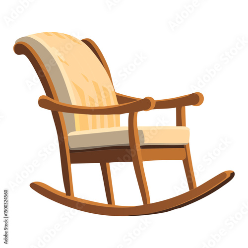 yellow cushion wooden rocking chair