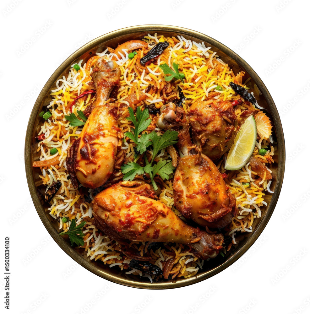 Fototapeta premium PNG Drumstick chicken biryani food dish meal.