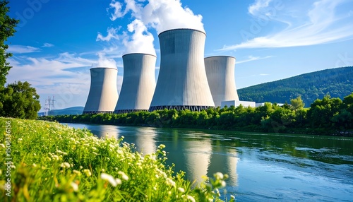 Nuclear Power Plant by the River: A Stunning View of Modern Energy Production