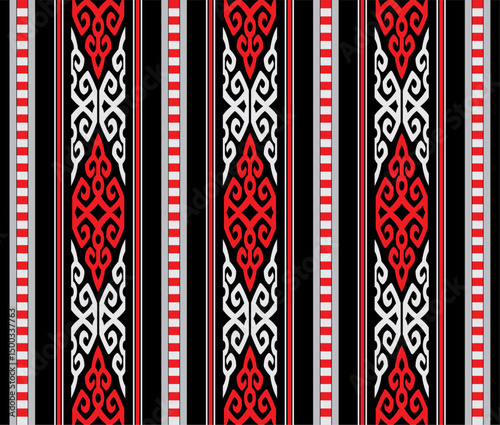 Vector illustration of Kalimantan woven fabric with traditional ethnic motif, East Kalimantan, Indonesia. suitable for background, fabric motif, batik.