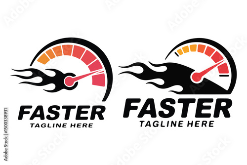 Modern speed and fast logo design in red green and blue