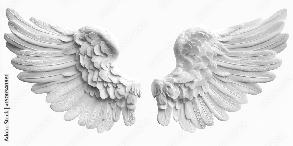 Obraz premium Pair of detailed white angel wings (4)
