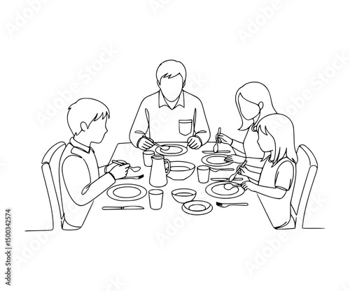 Family having dinner. Happy family eating together. 