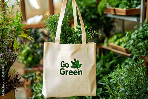 A canvas tote bag with 