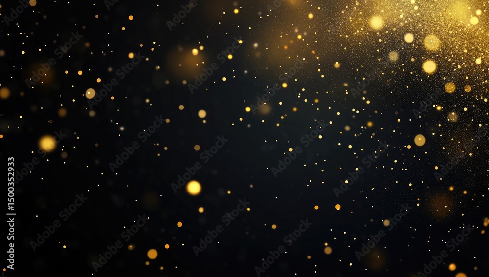 Fototapeta premium Golden particles scattered on a dark background