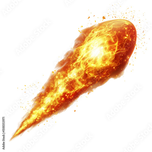 Fiery comet fireball illustration design element graphic resource isolated on transparent background 