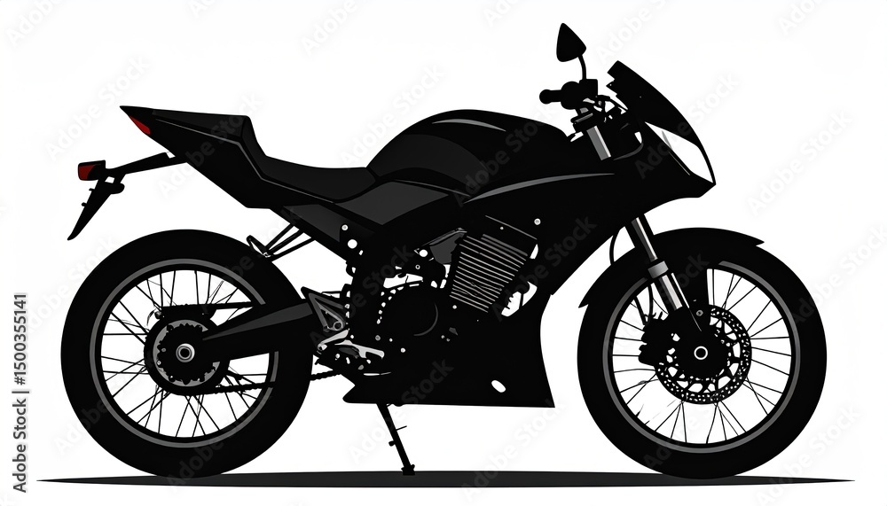 Fototapeta premium Black Motorcycle Side View.