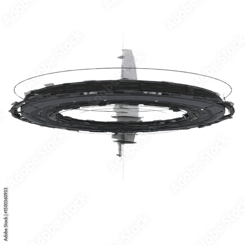 Fototapeta Naklejka Na Ścianę i Meble -  Futuristic Space Station Design Circular Orbital Habitat Concept