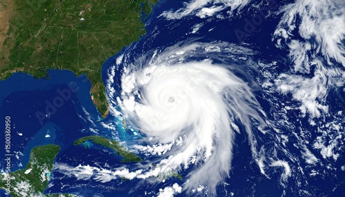 Hurricane Atlantic Ocean Satellite View.