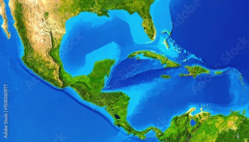 Central America Satellite View.