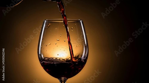 red wine pouring into glass