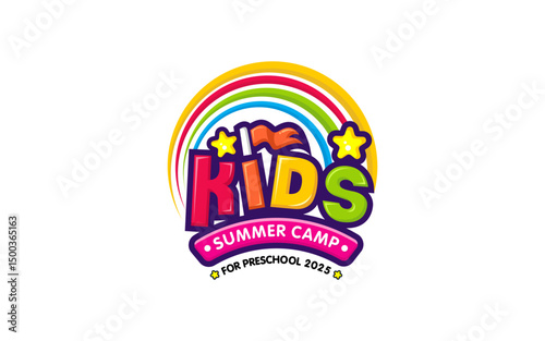 Illustration vector graphic of kids summer camp logo design template