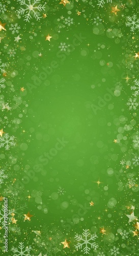 Festive Christmas Background Vertical With Snowflakes and Golden Stars