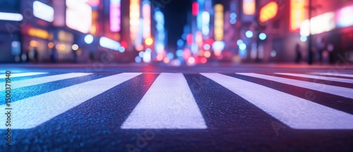 Wallpaper Mural Night city street pedestrian crossing Torontodigital.ca