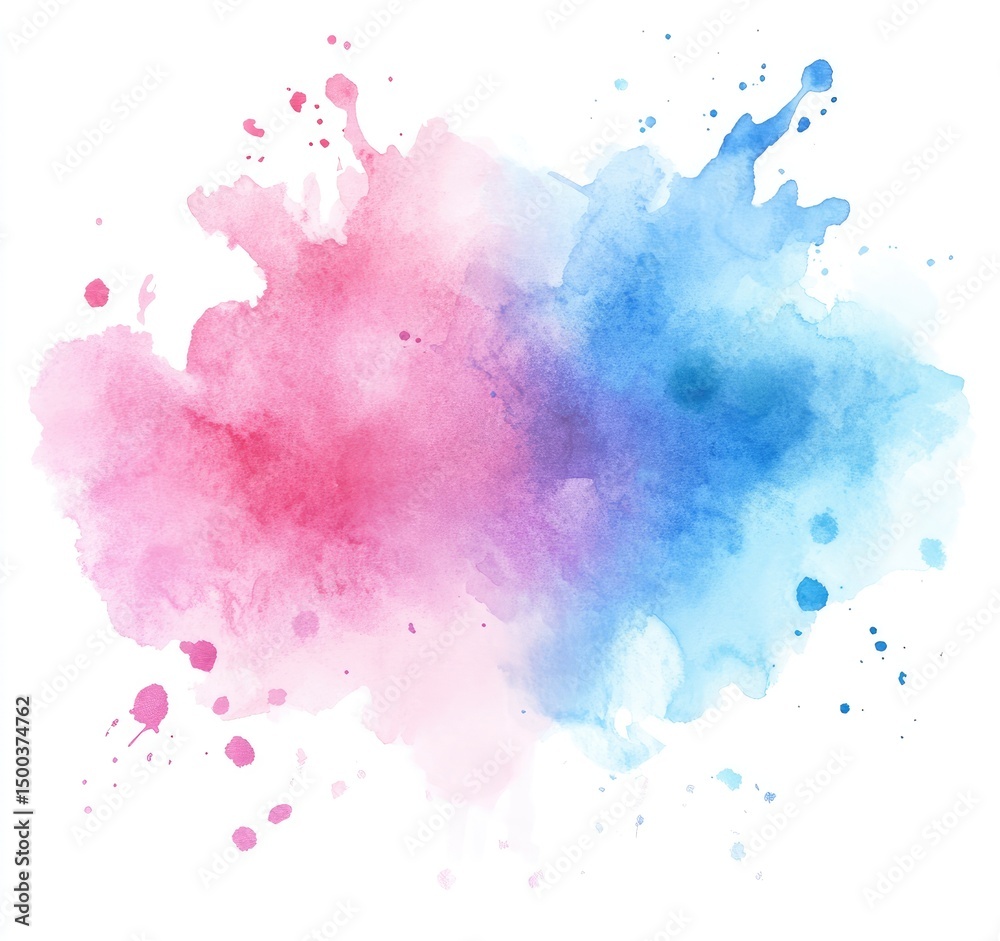 Fototapeta premium Abstract watercolor splash, pink and blue