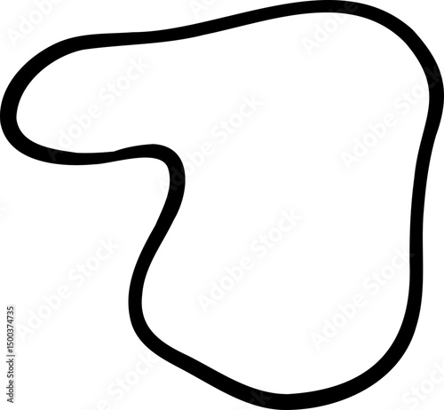 Tall Slanted Blob with Curved Sides in Stylized Line Art
