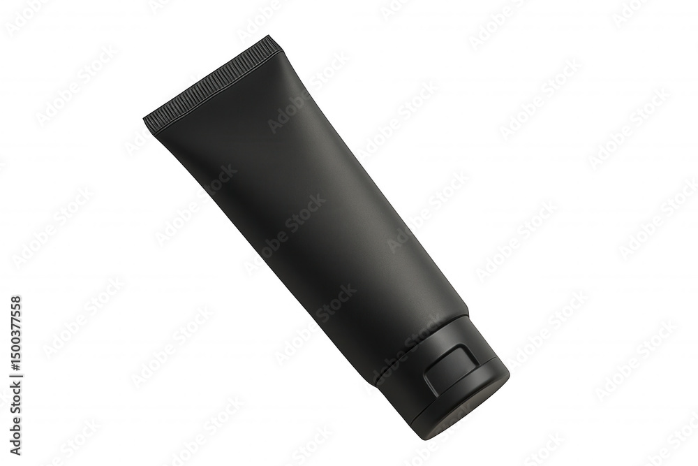 Fototapeta premium Black cylindrical tube with rectangular cap indentation on transparent background