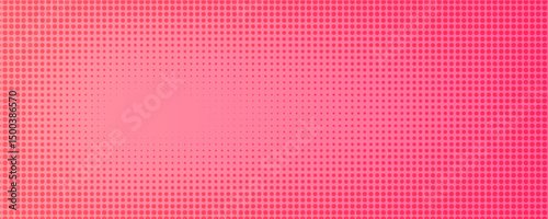 Pink orange polka dots gradient halftone background. Pop art cartoon dot texture with comic graphic design, Horizontal abstract pattern wall for cover digital technology.